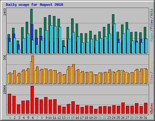 Daily usage for August 2010