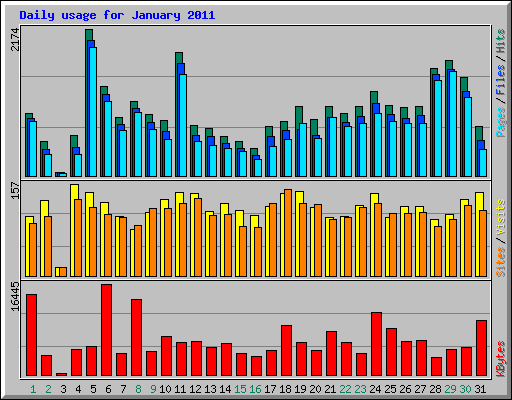 Daily usage for January 2011