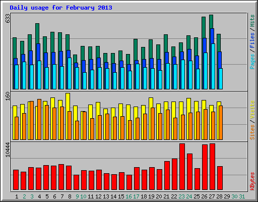 Daily usage for February 2013