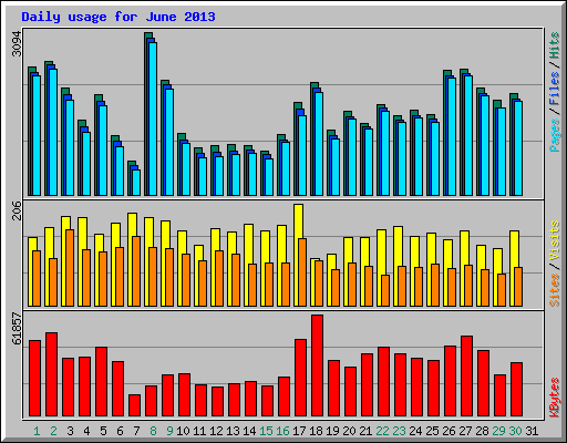 Daily usage for June 2013