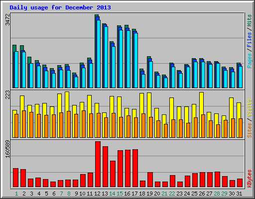 Daily usage for December 2013