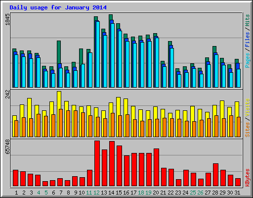 Daily usage for January 2014