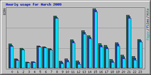 Hourly usage for March 2009