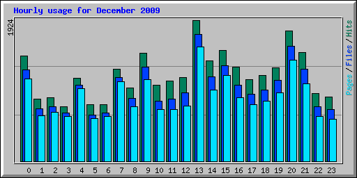 Hourly usage for December 2009