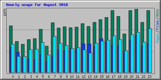 Hourly usage for August 2010